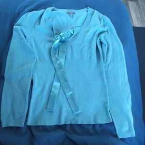 Apt. 9 Blue V-Neck Sweater with Elegant Tie Detail